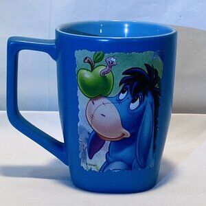 Eeyore With Green Apple On Blue Large Coffee/Tea Mug Disney Store